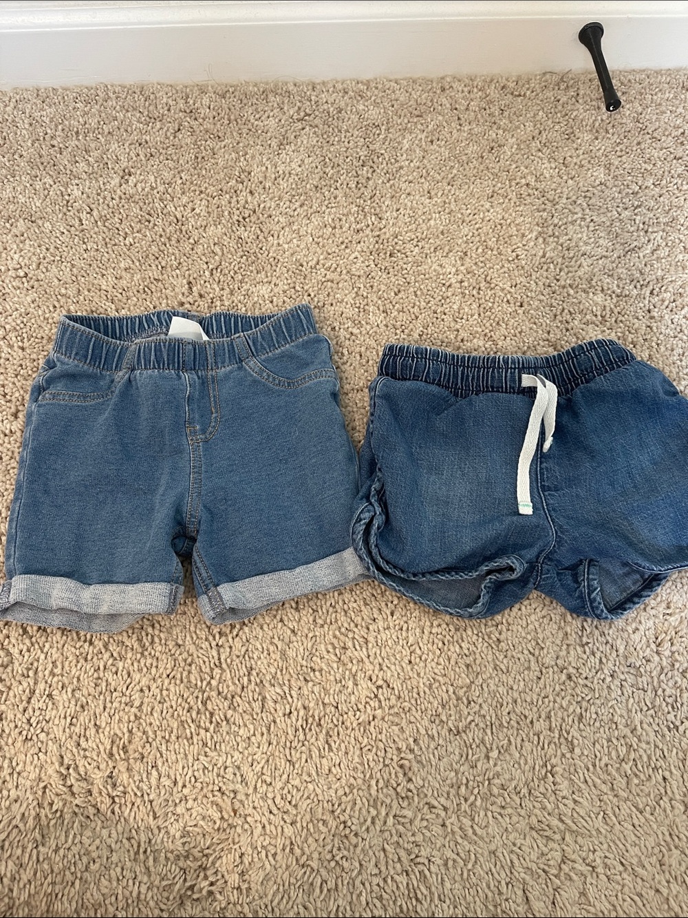 Girls' Blue Denim-Look Elastic Waist Shorts - Pack